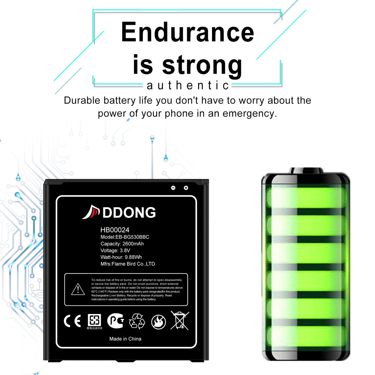 DDONG Replacement Battery for Samsung Galaxy J2 Prime SM-G532M/DS, J3 J320A J320V Battery EB-BG530BBE EB-BG530BBC